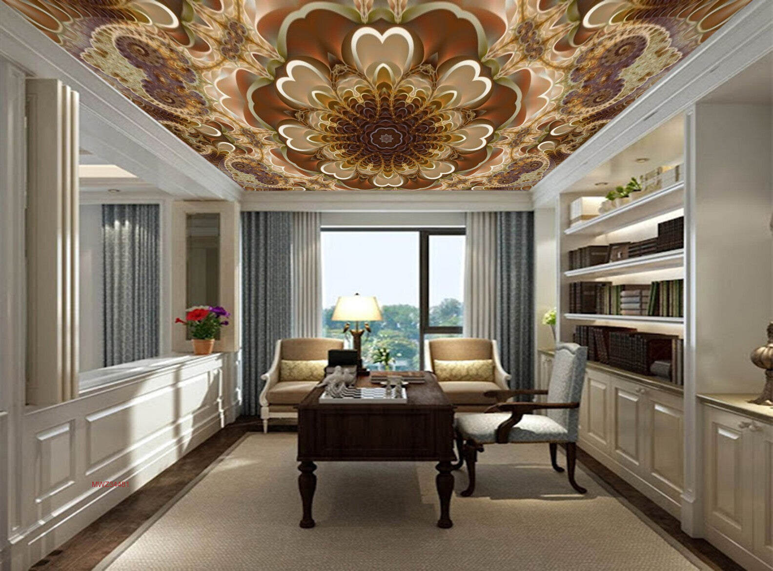 Avikalp MWZ3448 Cream Orange Brown Flowers Design HD Wallpaper for Ceiling Avikalp MWZ3448 Cream Orange Brown Flowers Design HD Wallpaper for Ceiling