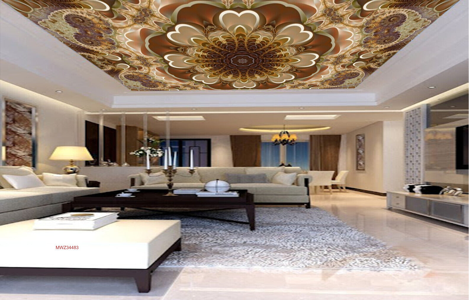 Avikalp MWZ3448 Cream Orange Brown Flowers Design HD Wallpaper for Ceiling Avikalp MWZ3448 Cream Orange Brown Flowers Design HD Wallpaper for Ceiling