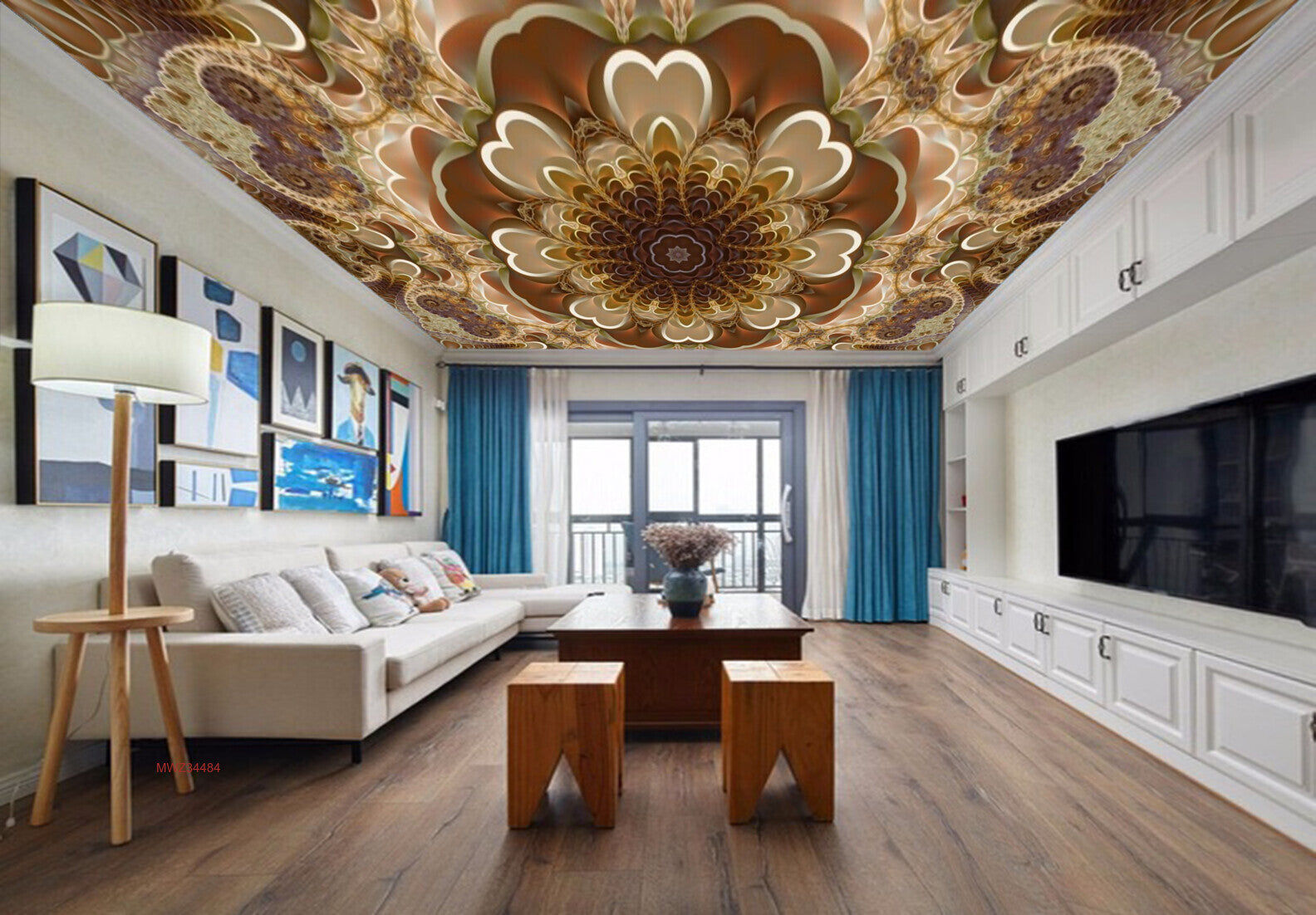 Avikalp MWZ3448 Cream Orange Brown Flowers Design HD Wallpaper for Ceiling Avikalp MWZ3448 Cream Orange Brown Flowers Design HD Wallpaper for Ceiling