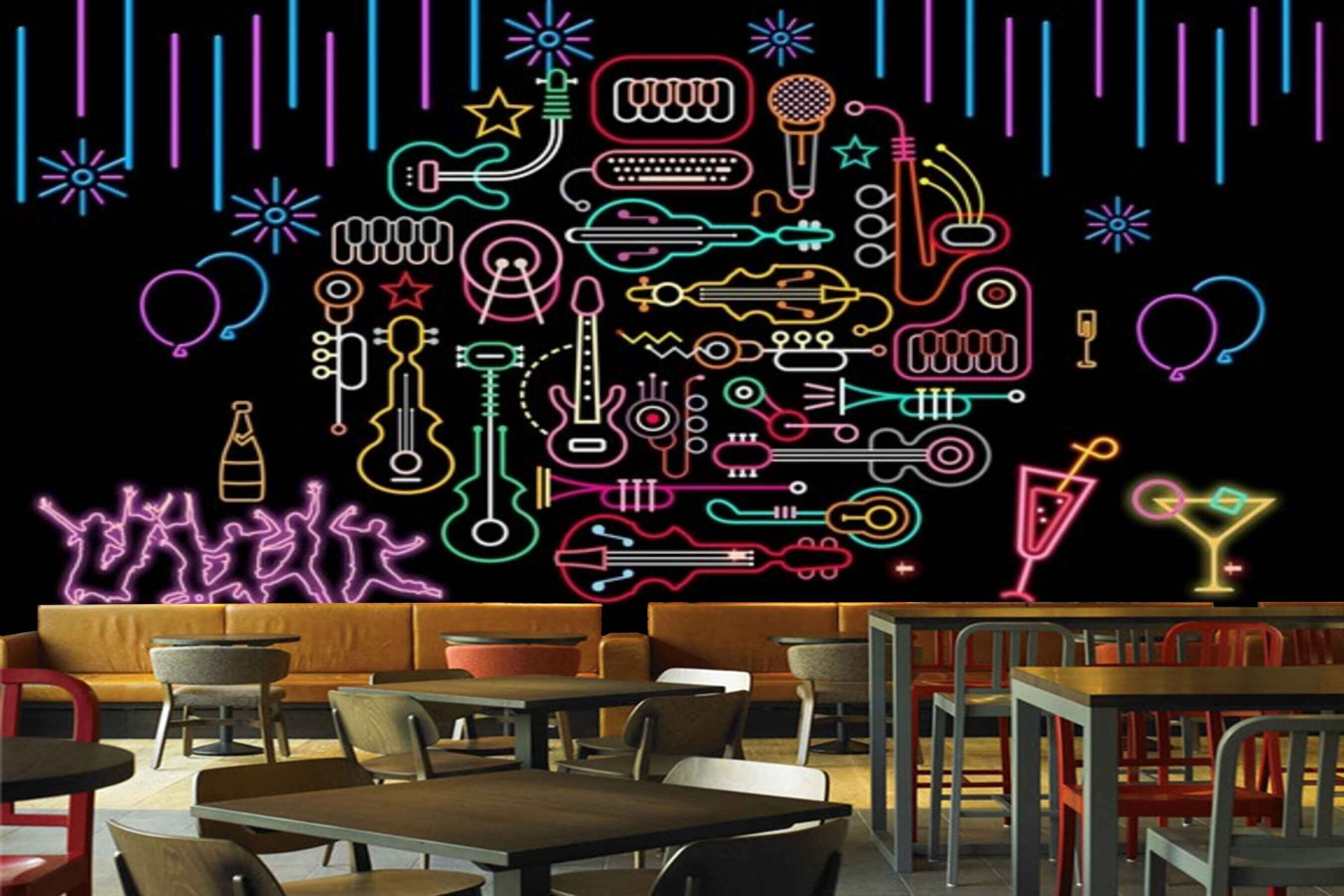 Avikalp MWZ3459 Guitars Musical Instruments Drinks HD Wallpaper for Disco Club Karaoke Avikalp MWZ3459 Guitars Musical Instruments Drinks HD Wallpaper for Disco Club Karaoke