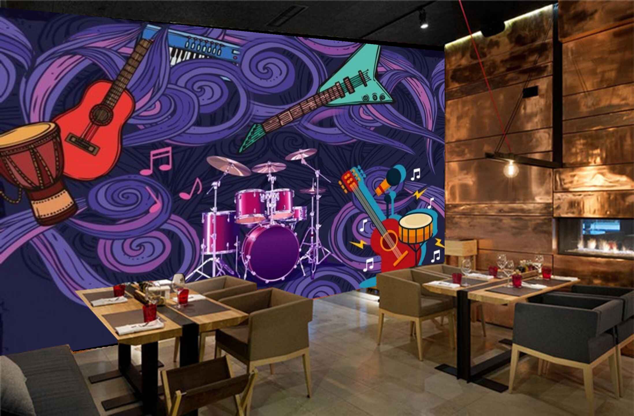 Avikalp MWZ3460 Guitar Drums Tabla Music Keyboard HD Wallpaper for Disco Club Karaoke Avikalp MWZ3460 Guitar Drums Tabla Music Keyboard HD Wallpaper for Disco Club Karaoke