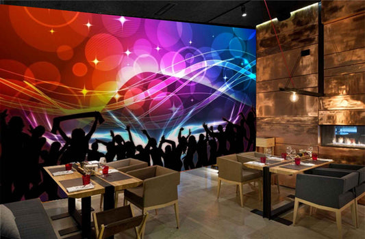 Avikalp MWZ3481 Music Dancing Rainbow Waves HD Wallpaper for Disco Club Karaoke