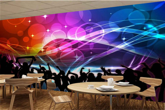 Avikalp MWZ3481 Music Dancing Rainbow Waves HD Wallpaper for Disco Club Karaoke