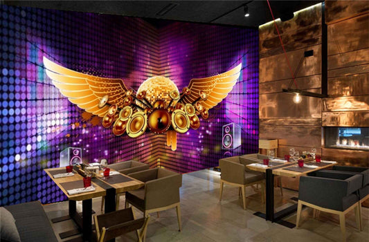 Avikalp MWZ3504 Golden Music Mic Sets Speakers HD Wallpaper for Disco Club Karaoke