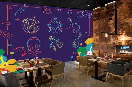 Avikalp MWZ3506 Colourful Musical Instruments HD Wallpaper for Disco Club Karaoke