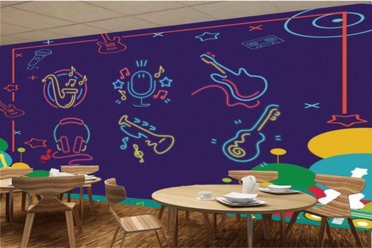 Avikalp MWZ3506 Colourful Musical Instruments HD Wallpaper for Disco Club Karaoke