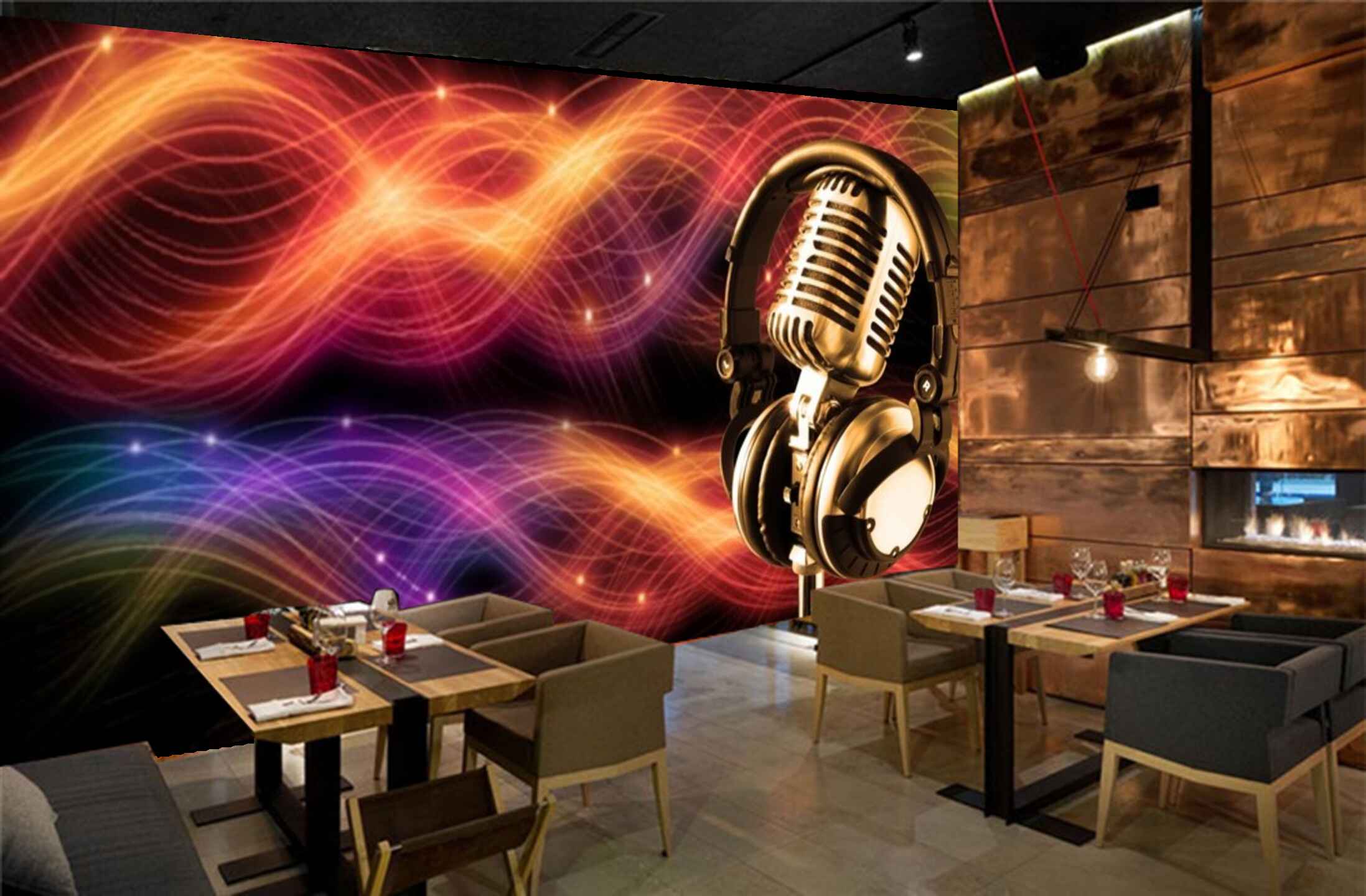Avikalp MWZ3517 Mic Headphones Music Waves HD Wallpaper for Disco Club Karaoke Avikalp MWZ3517 Mic Headphones Music Waves HD Wallpaper for Disco Club Karaoke