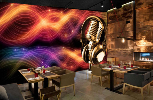 Avikalp MWZ3517 Mic Headphones Music Waves HD Wallpaper for Disco Club Karaoke