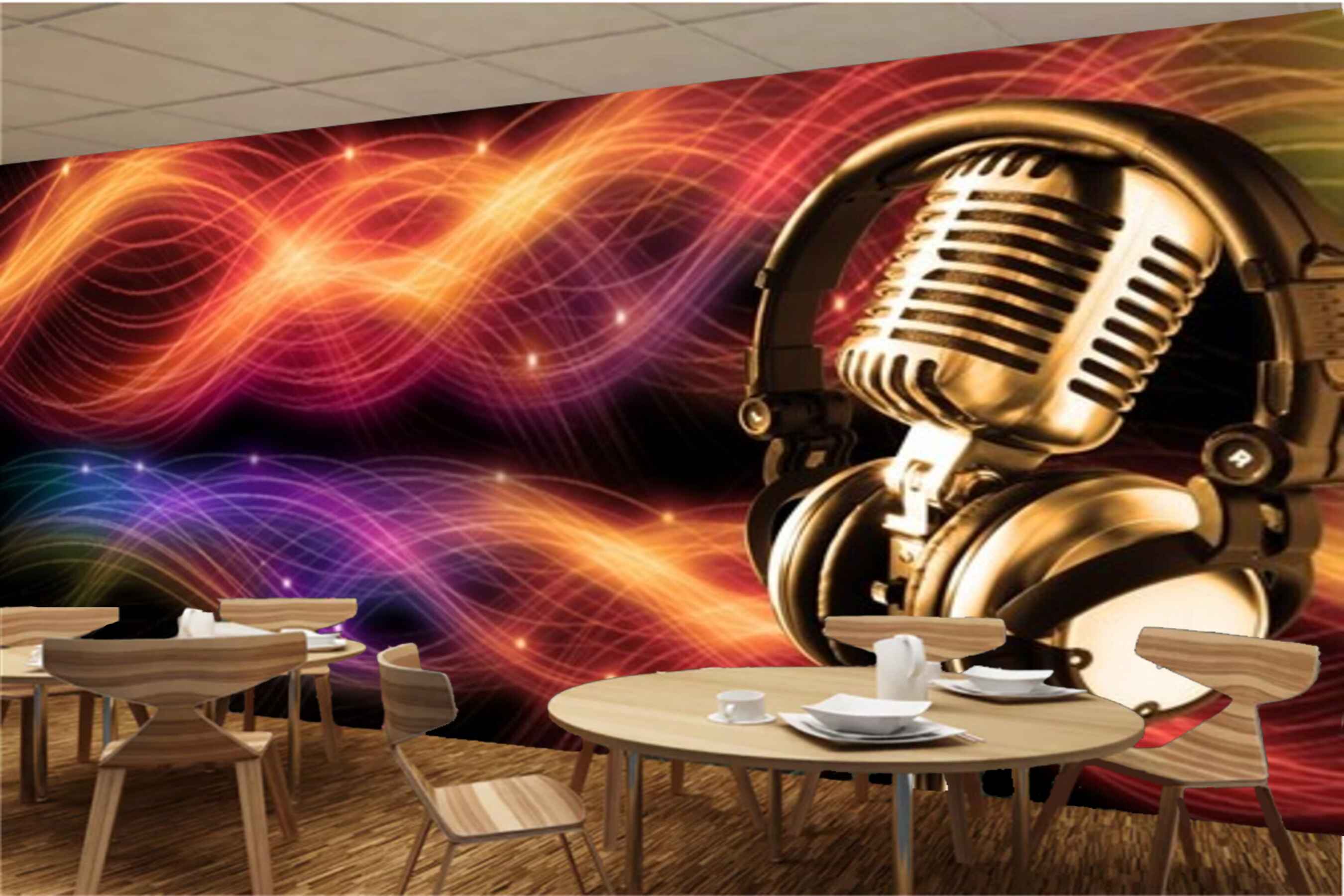Avikalp MWZ3517 Mic Headphones Music Waves HD Wallpaper for Disco Club Karaoke Avikalp MWZ3517 Mic Headphones Music Waves HD Wallpaper for Disco Club Karaoke