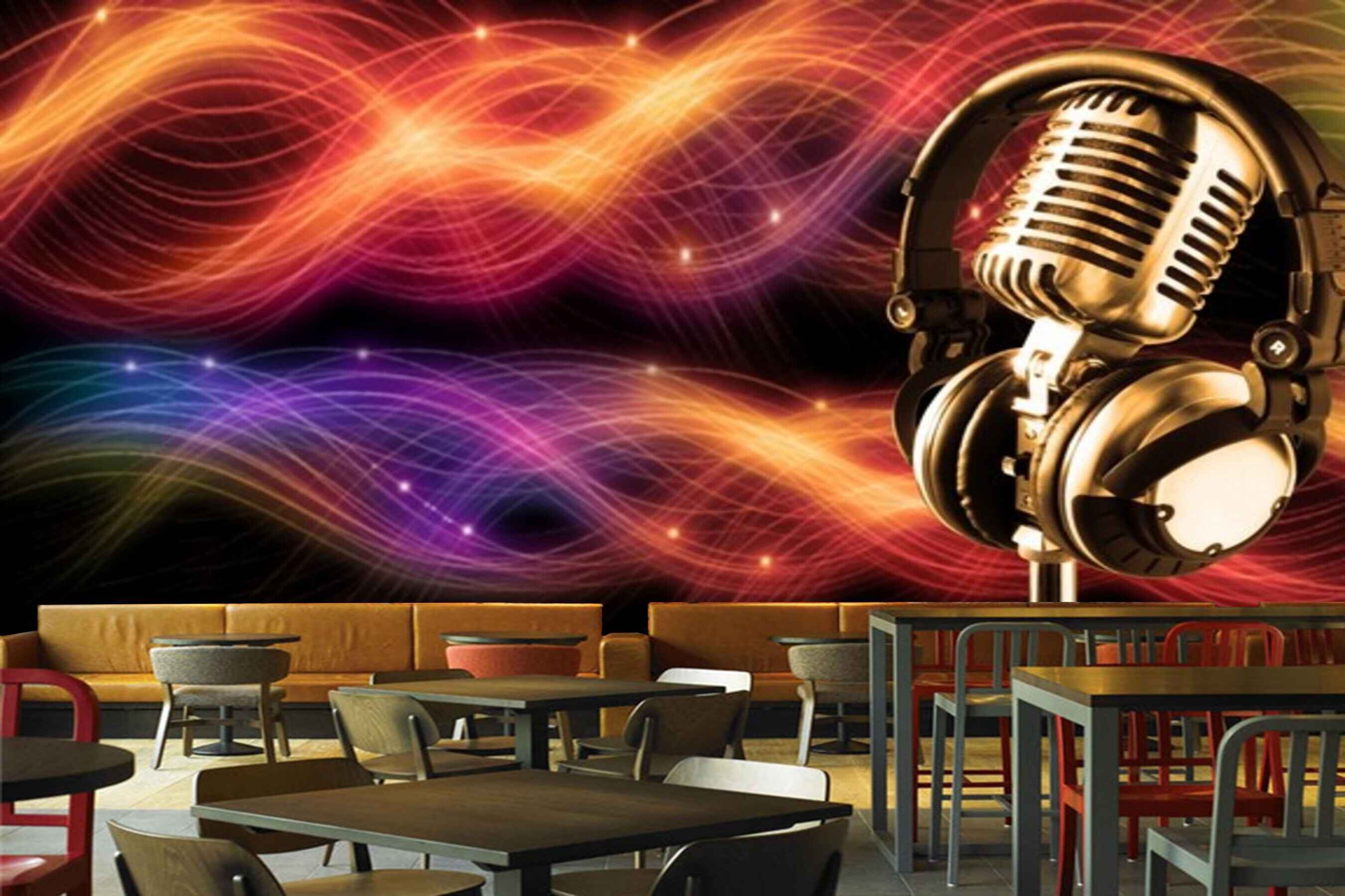Avikalp MWZ3517 Mic Headphones Music Waves HD Wallpaper for Disco Club Karaoke Avikalp MWZ3517 Mic Headphones Music Waves HD Wallpaper for Disco Club Karaoke