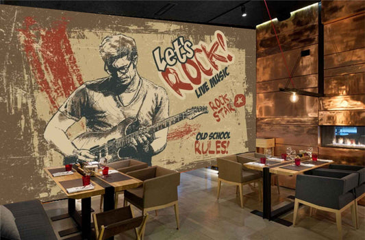 Avikalp MWZ3522 Rock Music Live School Guitar Playing Boy HD Wallpaper for Disco Club Karaoke