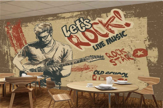 Avikalp MWZ3522 Rock Music Live School Guitar Playing Boy HD Wallpaper for Disco Club Karaoke