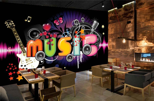 Avikalp MWZ3524 Music Love Guitar Instruments HD Wallpaper for Disco Club Karaoke