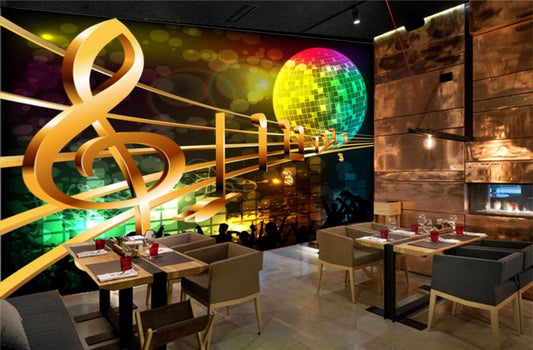 Avikalp MWZ3530 Music Sign Globe Lightings HD Wallpaper for Disco Club Karaoke