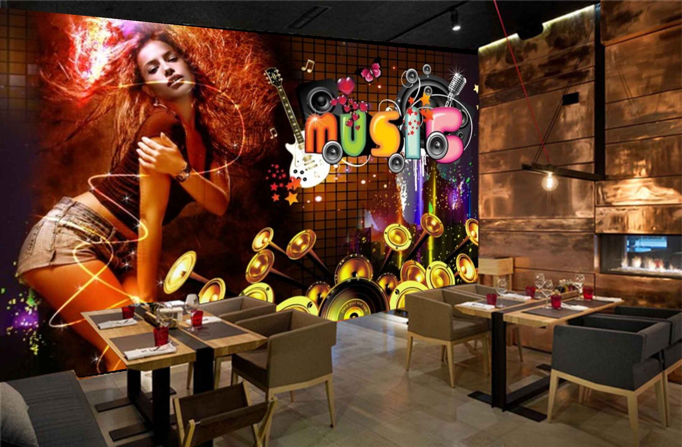 Avikalp MWZ3533 Music Girl Instruments HD Wallpaper for Disco Club Karaoke Avikalp MWZ3533 Music Girl Instruments HD Wallpaper for Disco Club Karaoke