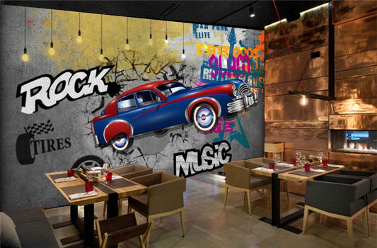 Avikalp MWZ3534 Rock Music Red Blue Cars Tires HD Wallpaper for Disco Club Karaoke