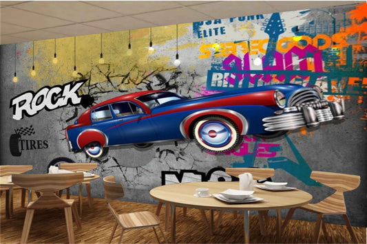 Avikalp MWZ3534 Rock Music Red Blue Cars Tires HD Wallpaper for Disco Club Karaoke