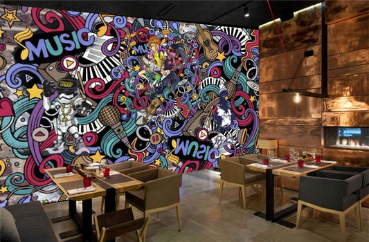 Avikalp MWZ3537 Musical Instruments Doodle Designs HD Wallpaper for Disco Club Karaoke