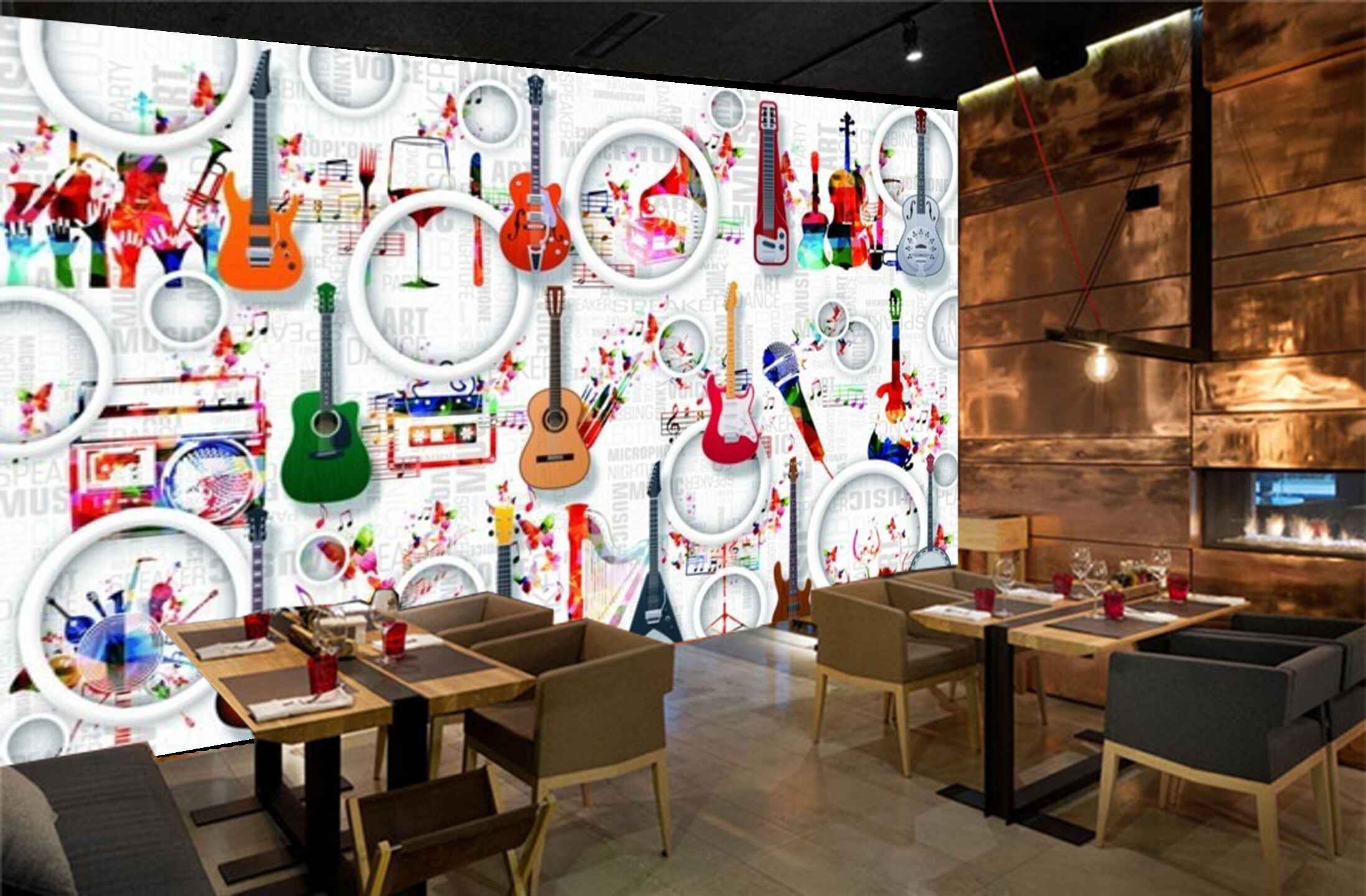 Avikalp MWZ3539 Guitars Mic Musical Instruments HD Wallpaper for Disco Club Karaoke Avikalp MWZ3539 Guitars Mic Musical Instruments HD Wallpaper for Disco Club Karaoke