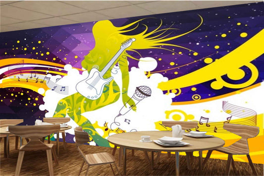 Avikalp MWZ3541 Musical Instruments Singers Signs HD Wallpaper for Disco Club Karaoke