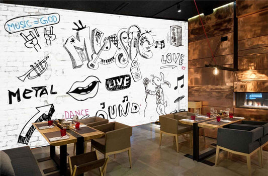 Avikalp MWZ3543 Music Sound Metal Live Doodle HD Wallpaper for Disco Club Karaoke