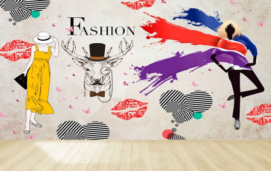 Avikalp MWZ3545 Fashion Designing Girls Lipsticks Deer HD Wallpaper for Fashion Boutique