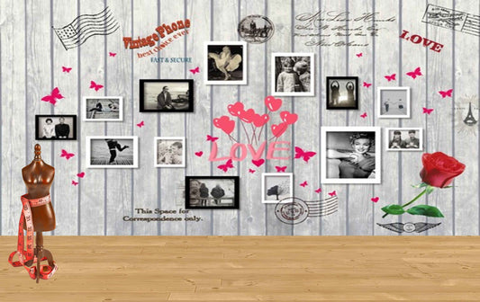 Avikalp MWZ3551 Photo Frames Vintage Love Roses HD Wallpaper for Fashion Boutique