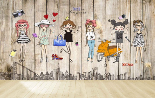 Avikalp MWZ3557 Fashion Girls Clothes Scooty Xoxo HD Wallpaper for Fashion Boutique