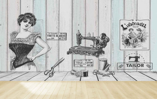 Avikalp MWZ3568 Tailors Clothes Scissors Machine HD Wallpaper for Fashion Boutique