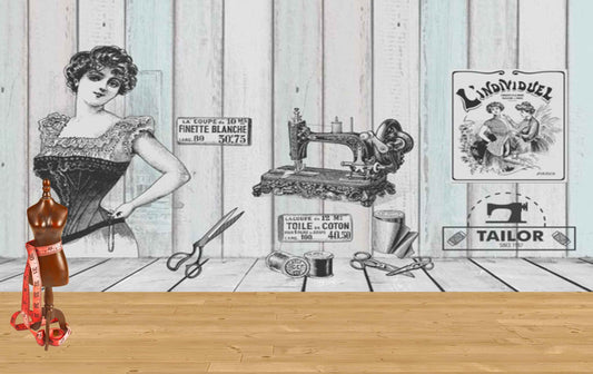 Avikalp MWZ3568 Tailors Clothes Scissors Machine HD Wallpaper for Fashion Boutique