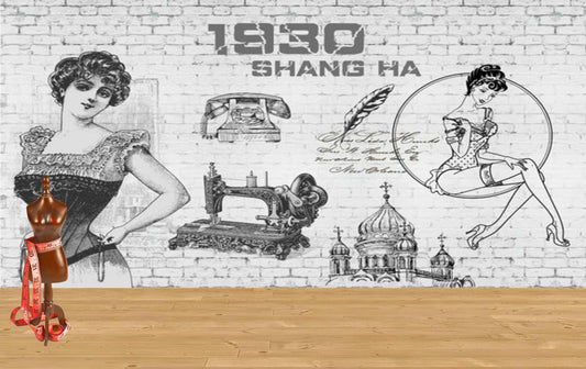 Avikalp MWZ3583 Girls Fashion Telephone Tailor Machine HD Wallpaper for Fashion Boutique