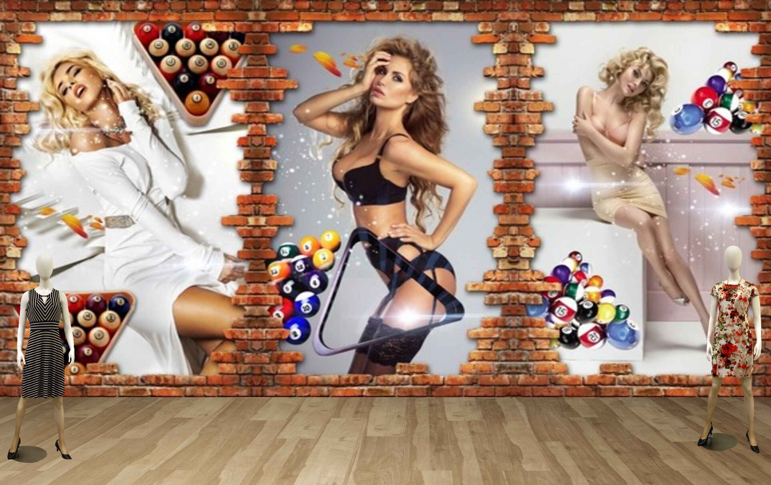 Avikalp MWZ3596 Beautiful Girls Billiard Balls Bricks HD Wallpaper for Gym Fitness Avikalp MWZ3596 Beautiful Girls Billiard Balls Bricks HD Wallpaper for Gym Fitness