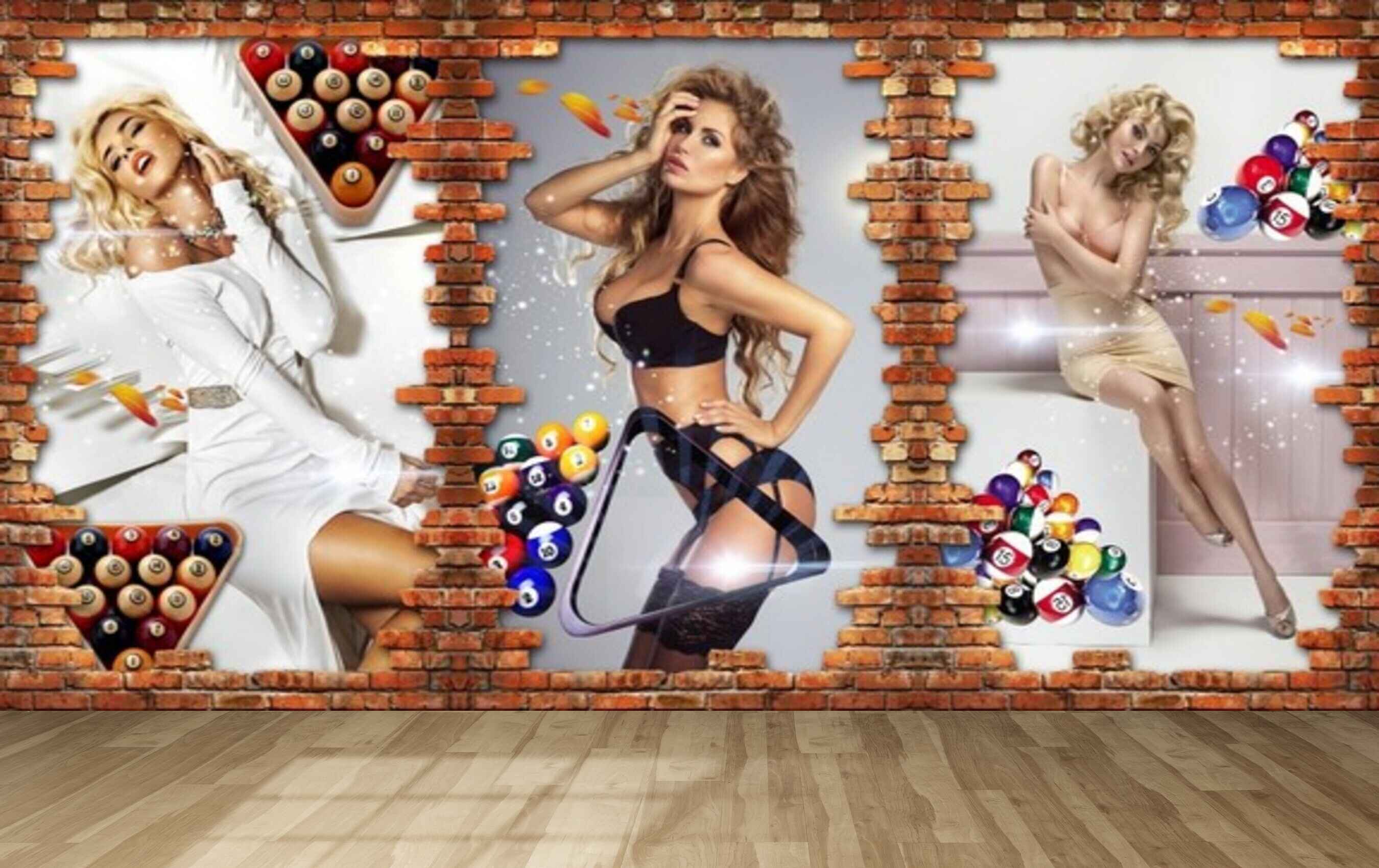Avikalp MWZ3596 Beautiful Girls Billiard Balls Bricks HD Wallpaper for Gym Fitness Avikalp MWZ3596 Beautiful Girls Billiard Balls Bricks HD Wallpaper for Gym Fitness