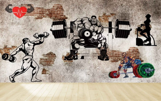 Avikalp MWZ3610 Gym Exercise Weight Lifting Brickwalls HD Wallpaper for Gym Fitness