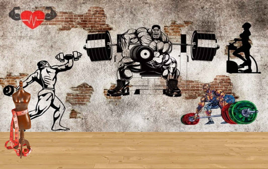 Avikalp MWZ3610 Gym Exercise Weight Lifting Brickwalls HD Wallpaper for Gym Fitness
