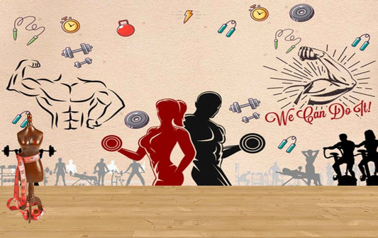 Avikalp MWZ3611 Dumbbells Weight Lifting Wrestling Exercise HD Wallpaper for Gym Fitness