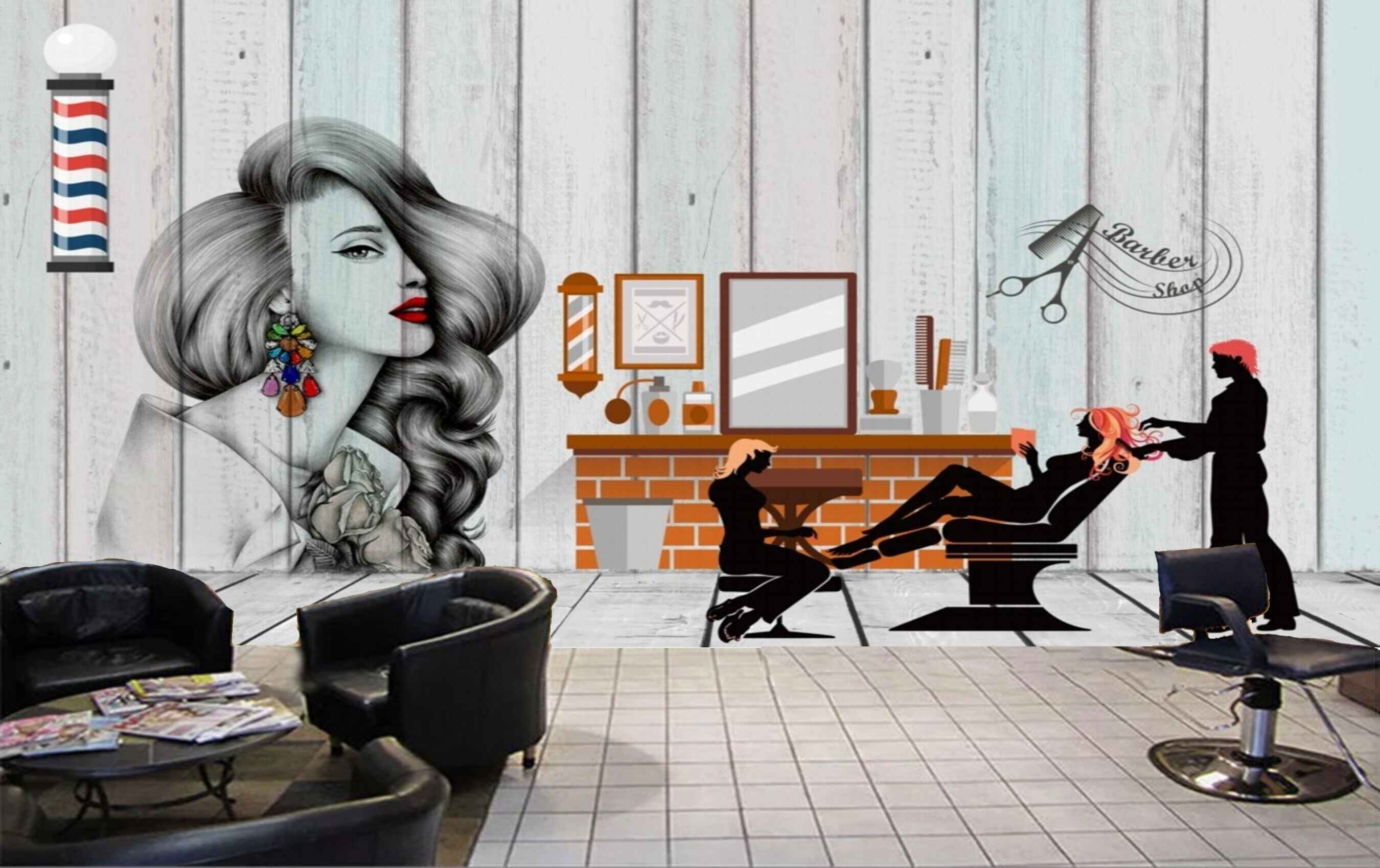 Avikalp MWZ3634 Barber Shop Girls Fashion Parlour HD Wallpaper for Salon Parlour Avikalp MWZ3634 Barber Shop Girls Fashion Parlour HD Wallpaper for Salon Parlour