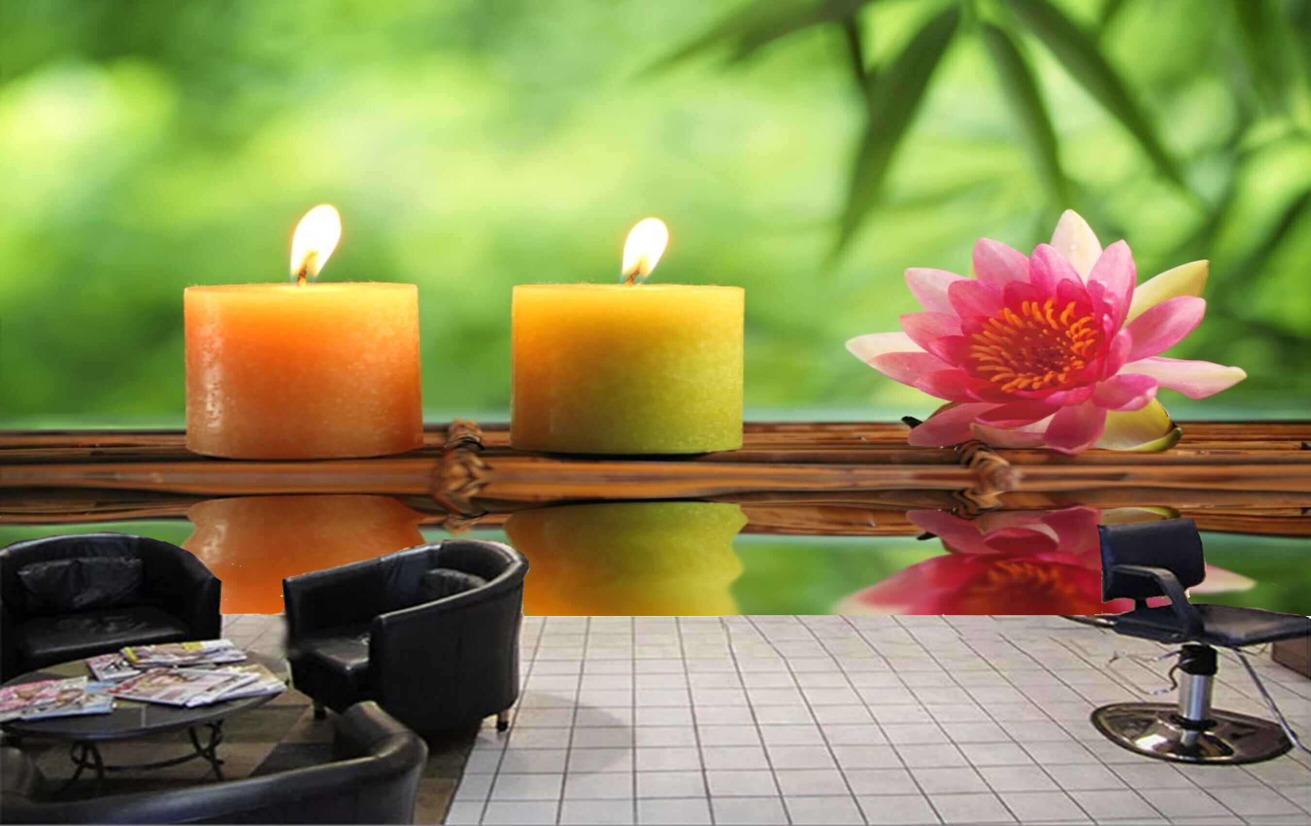 Avikalp MWZ3669 Pink Flowers Candles Leaves HD Wallpaper for Spa Avikalp MWZ3669 Pink Flowers Candles Leaves HD Wallpaper for Spa