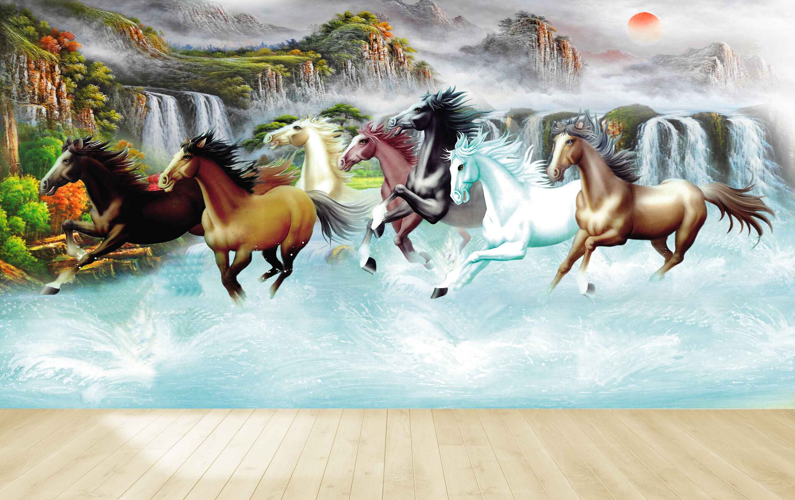 Avikalp MWZ3771 Seven 7 Horses Running Sun Mountains Flowers Plants HD Wallpaper Avikalp MWZ3771 Seven 7 Horses Running Sun Mountains Flowers Plants HD Wallpaper