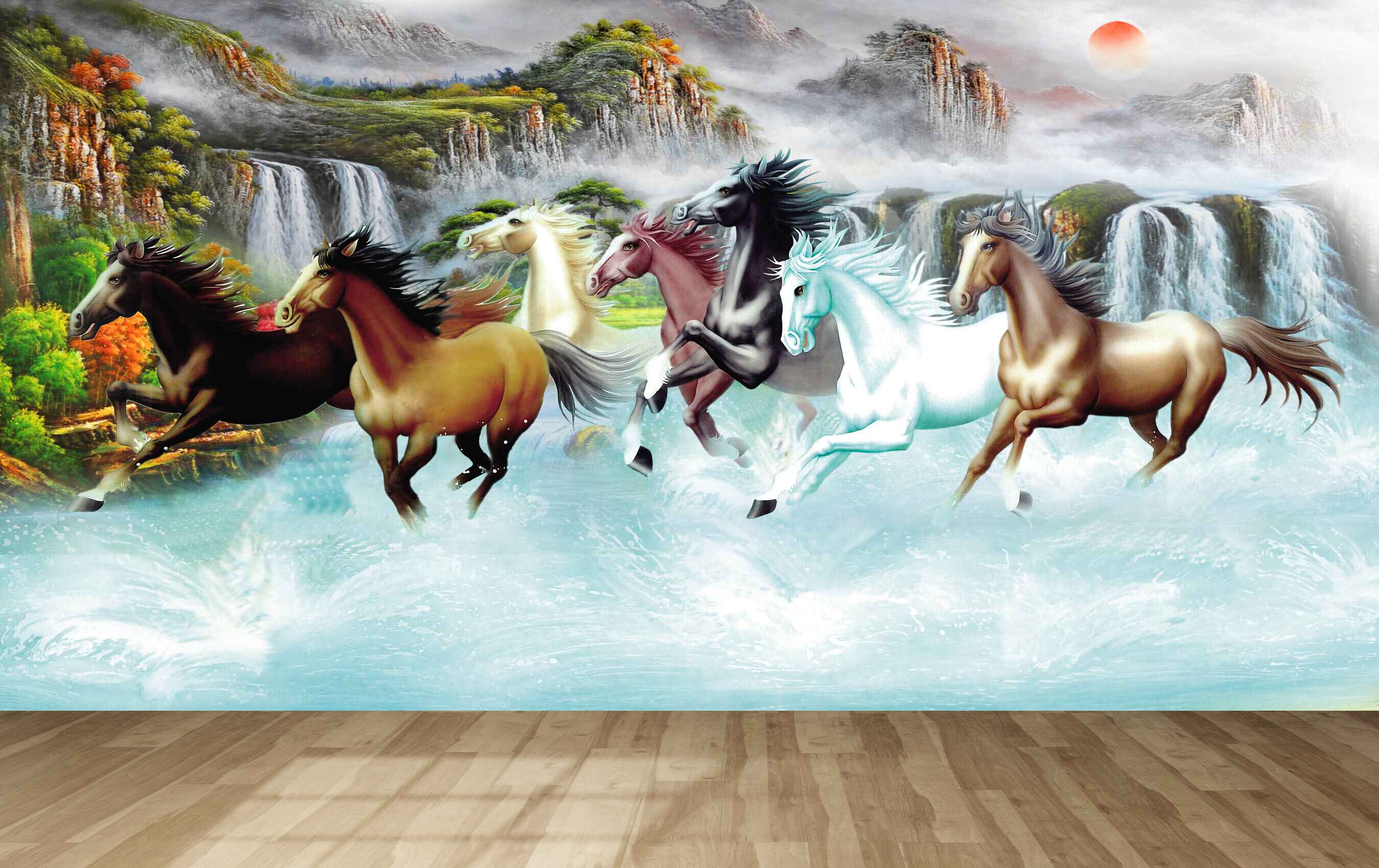 Avikalp MWZ3771 Seven 7 Horses Running Sun Mountains Flowers Plants HD Wallpaper Avikalp MWZ3771 Seven 7 Horses Running Sun Mountains Flowers Plants HD Wallpaper
