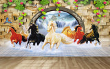Avikalp MWZ3773 Seven 7 Horses Pink Flowers Leaves Flies HD Wallpaper Avikalp MWZ3773 Seven 7 Horses Pink Flowers Leaves Flies HD Wallpaper