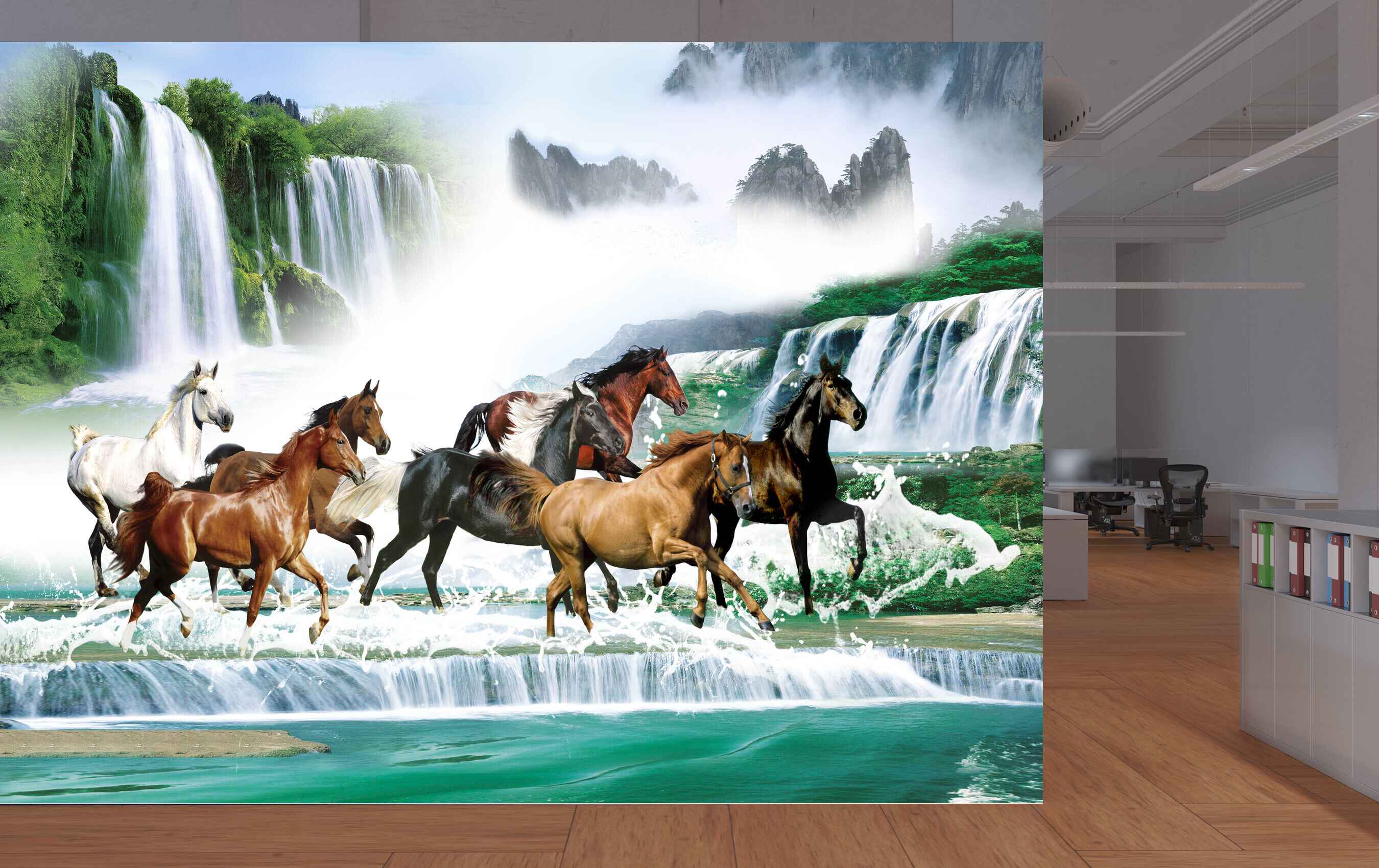 Avikalp MWZ3775 Seven 7 Horses Racing Waterfalls Mountians HD Wallpaper Avikalp MWZ3775 Seven 7 Horses Racing Waterfalls Mountians HD Wallpaper