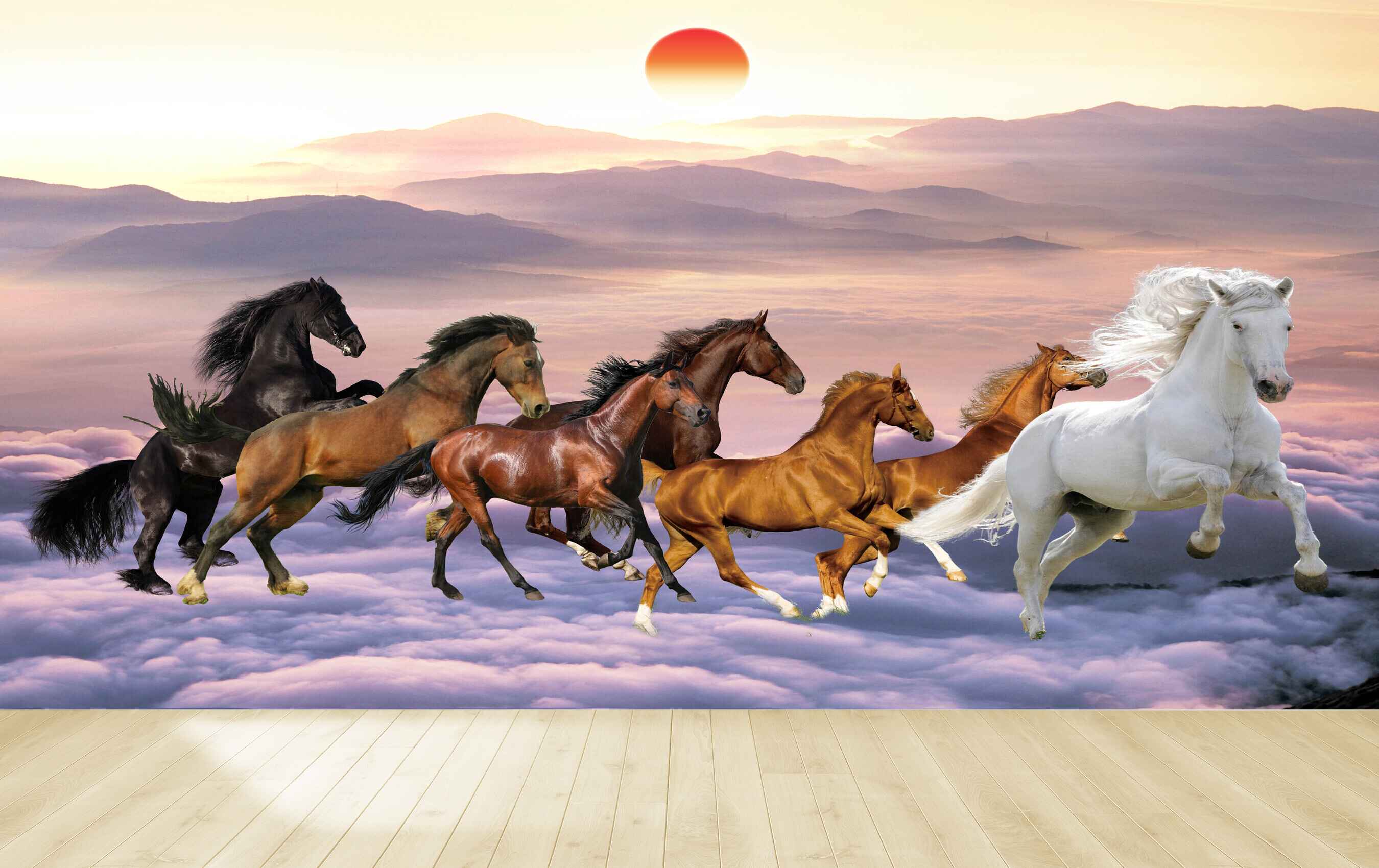 Avikalp MWZ3780 Seven 7 Horses Racing Mountains Sun HD Wallpaper Avikalp MWZ3780 Seven 7 Horses Racing Mountains Sun HD Wallpaper