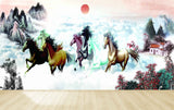 Avikalp MWZ3788 Seven 7 Horses Racing Sun Mountains Trees Houses Clouds HD Wallpaper Avikalp MWZ3788 Seven 7 Horses Racing Sun Mountains Trees Houses Clouds HD Wallpaper