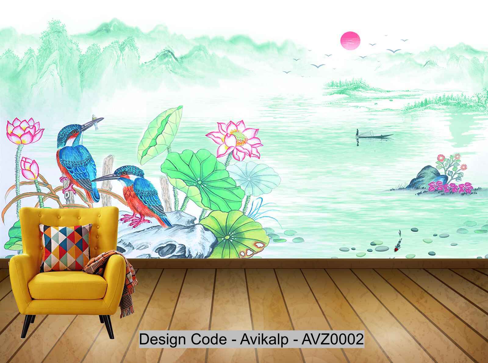 Avikalp Exclusive AVZ0002 New Chinese Ink Landscape Landscape Tv Background Wall HD 3D Wallpaper