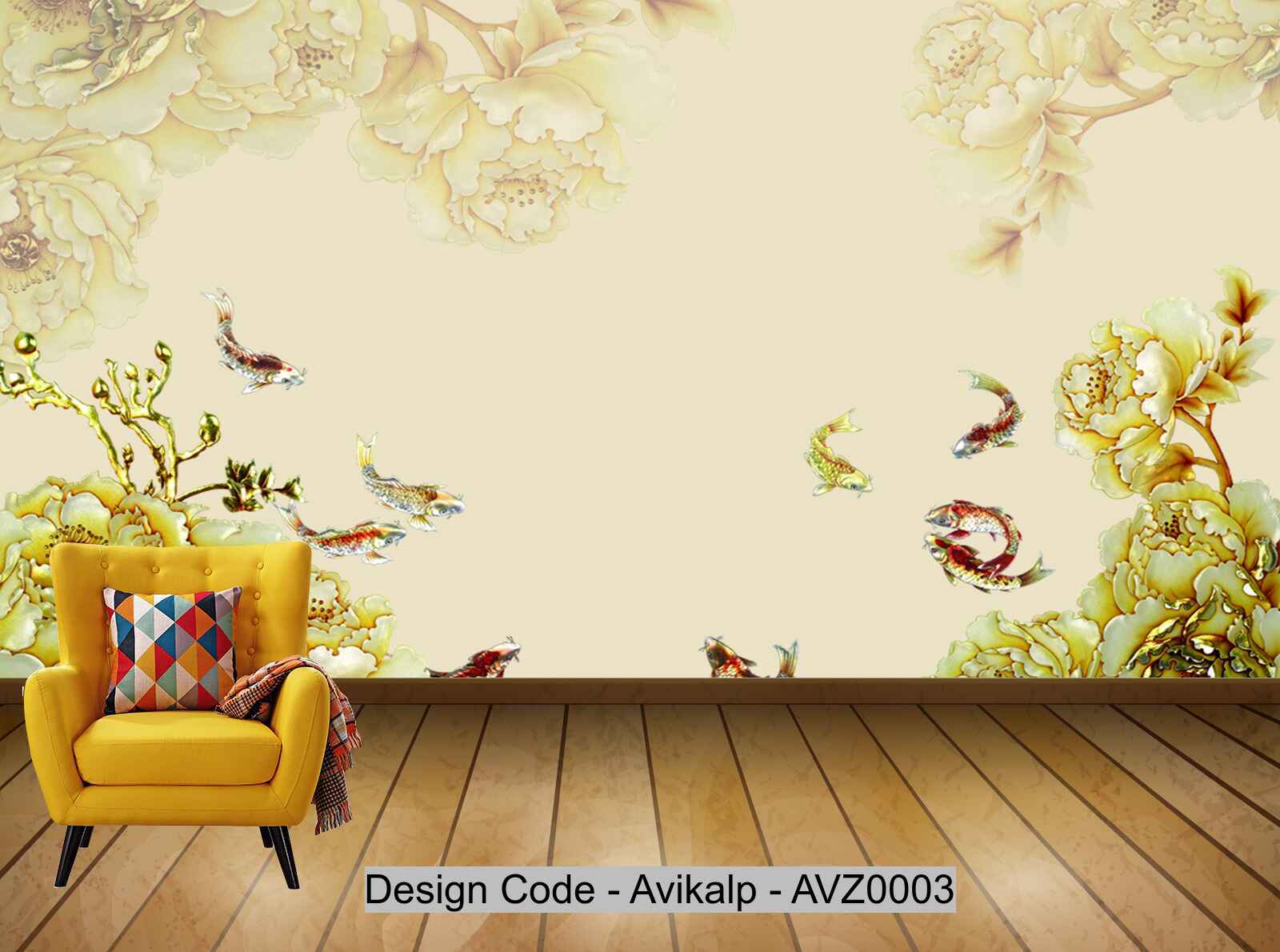 Avikalp Exclusive AVZ0003 New Chinese Three Dimensional Flowers And Birds Tv Background Wall HD 3D Wallpaper