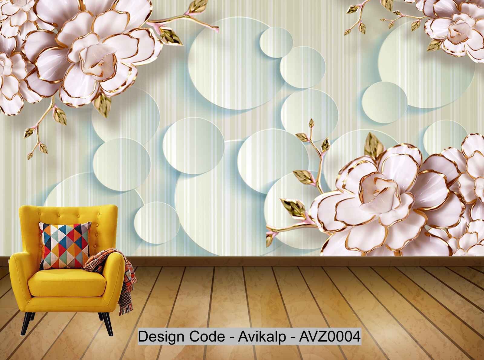 Avikalp Exclusive AVZ0004 Creative 3D Chinese Peony Blossoming Tv Background Wall HD 3D Wallpaper