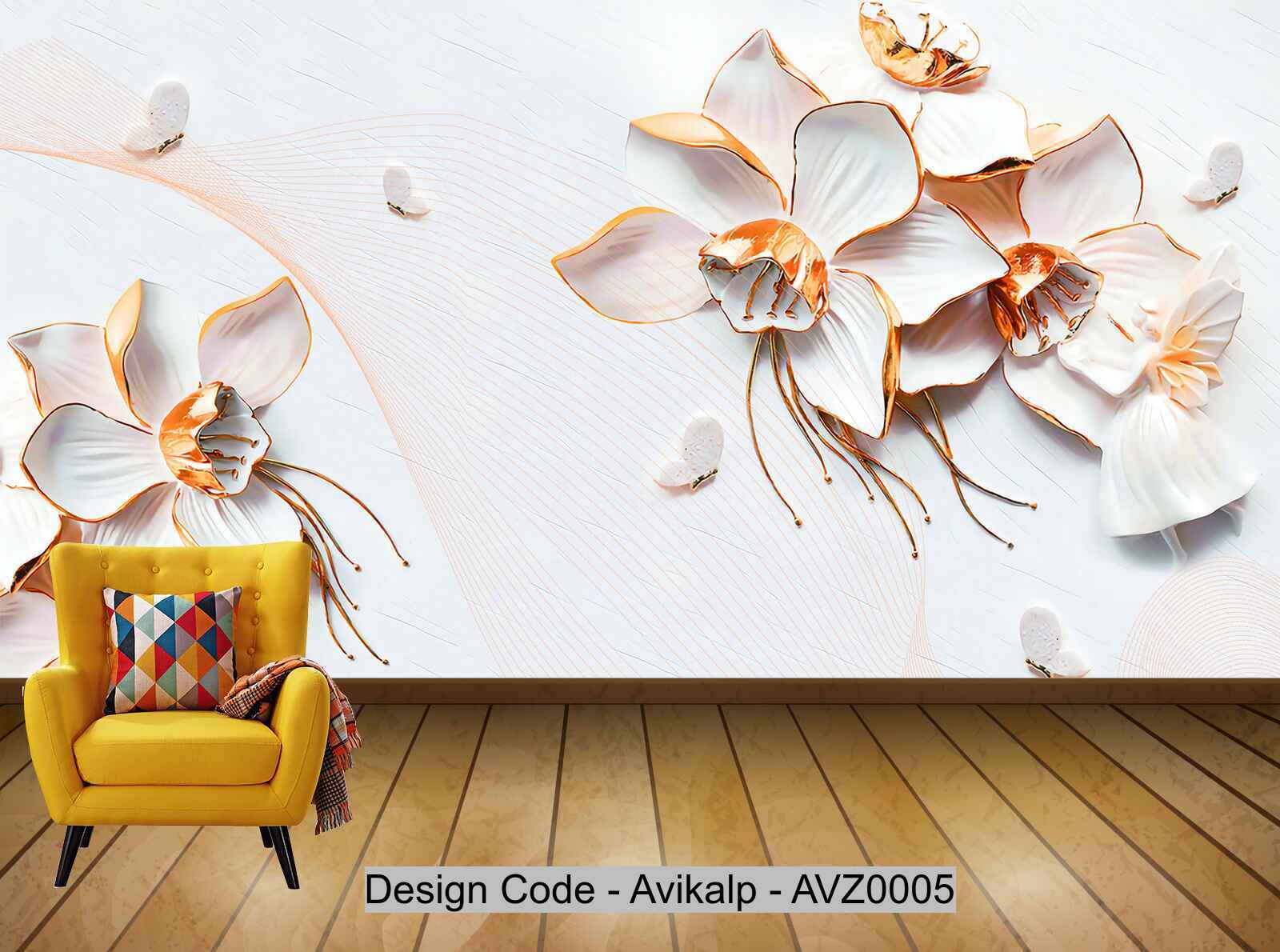 Avikalp Exclusive AVZ0005 Chinese Style Wind Relief Flower Tv Background Wall HD 3D Wallpaper