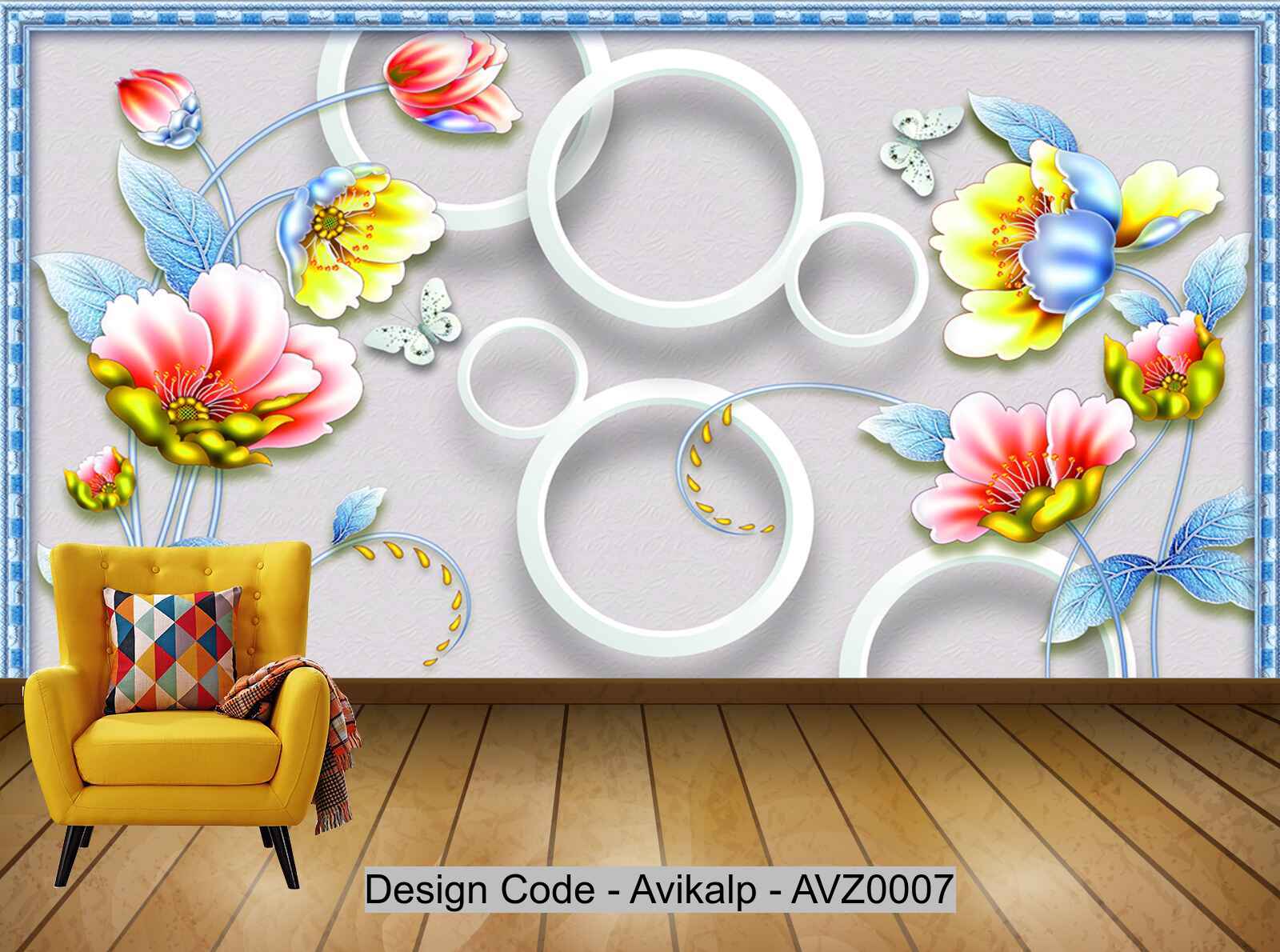 Avikalp Exclusive AVZ0007 New Chinese Style Modern Minimalist Style Three Dimensional Floral Tv Background Wall HD 3D Wallpaper