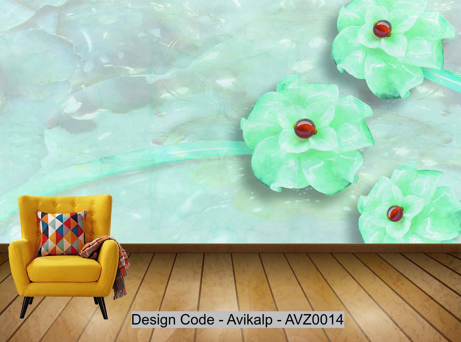 Avikalp Exclusive AVZ0014 3D Ruyi Jade Carving Marble Background Wall HD 3D Wallpaper